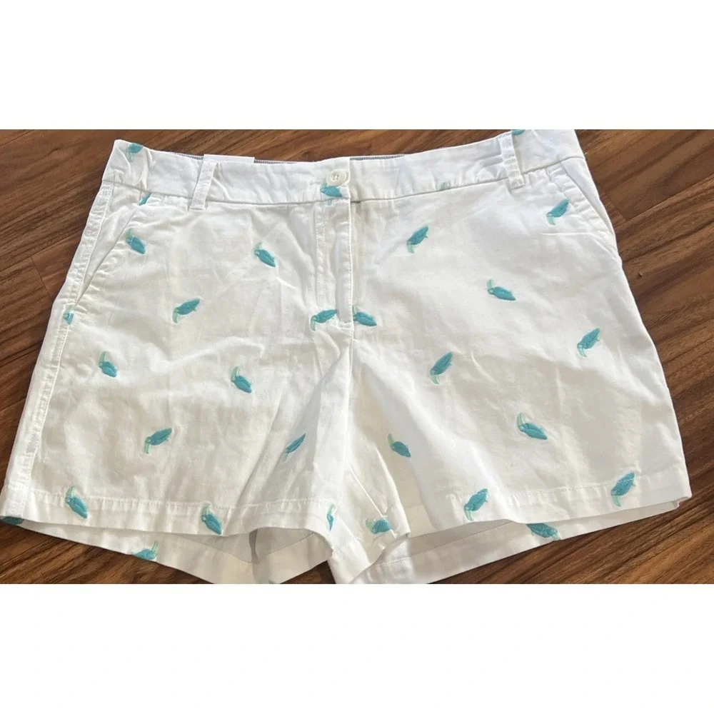 New $45 Crown & Ivy Caroline Women Chino Shorts Tucan Bird Size 12 Waist 36 5